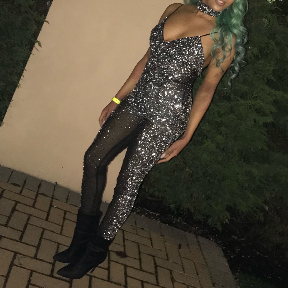 Black rhinestone jumpsuit